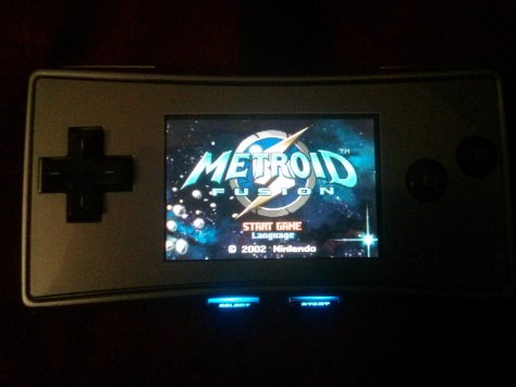 Metroid Fusion, on the GBA Micro. Looks a bit washed out, but not quite as bad as the 3DS.